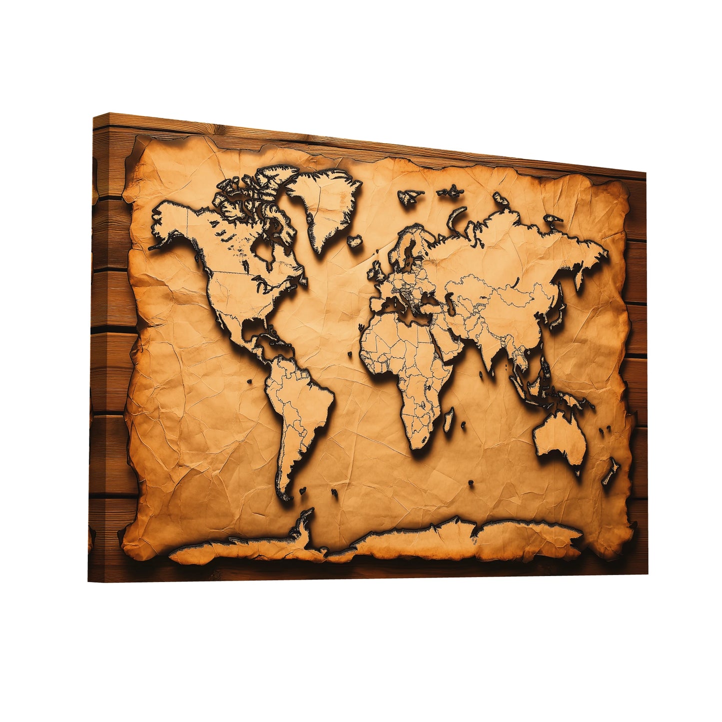 Product Hero 3D WebP Tableau Carte du Monde Vintage - Ode Nostalgique - Art Virtuoso