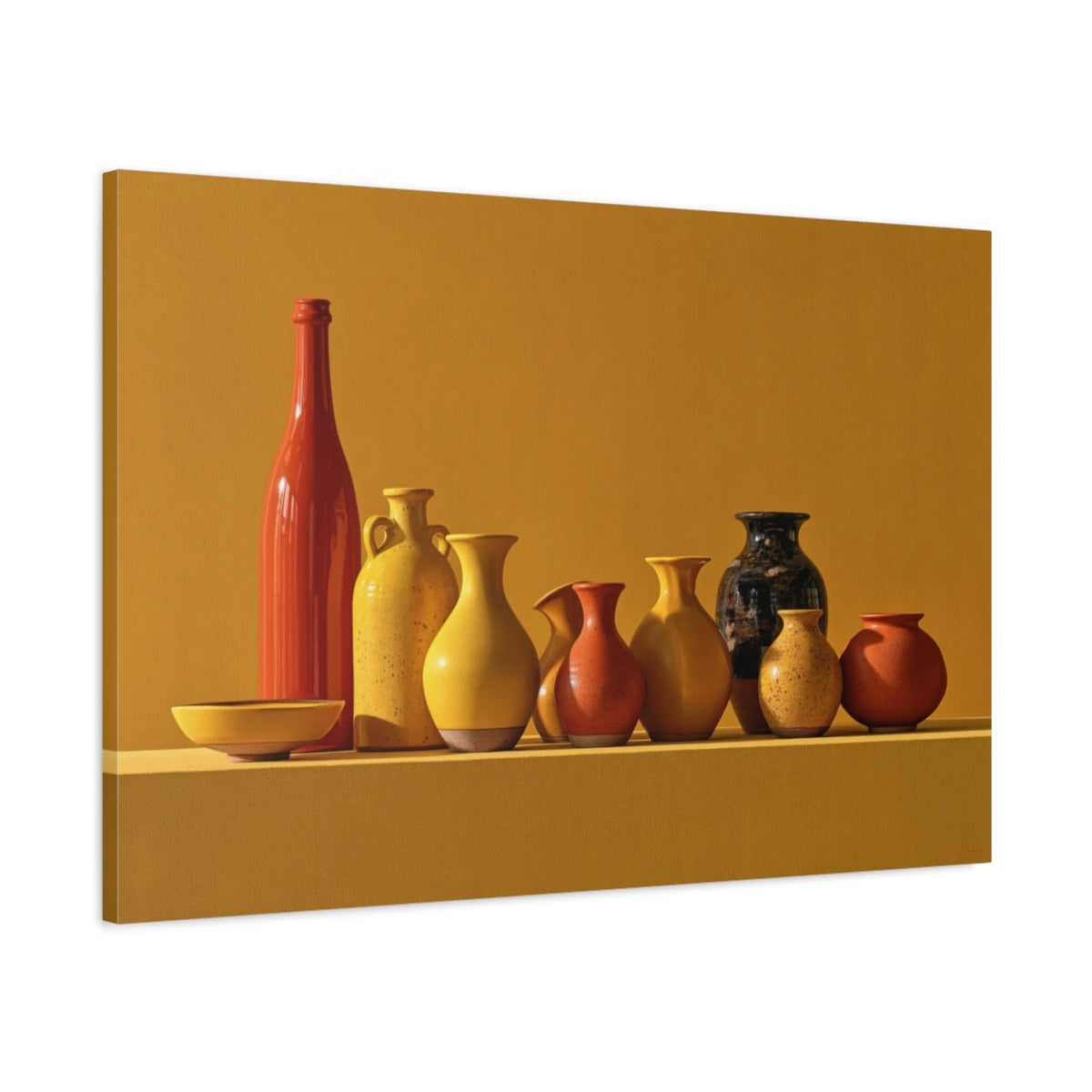 Tableau Nature Morte Céramiques Jaunes - Atelier Solaire - toile 3D avec bords imprimés - Art Virtuoso