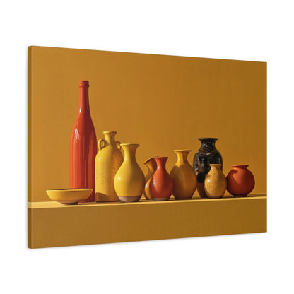 Tableau Nature Morte Céramiques Jaunes - Atelier Solaire - toile 3D avec bords imprimés - Art Virtuoso