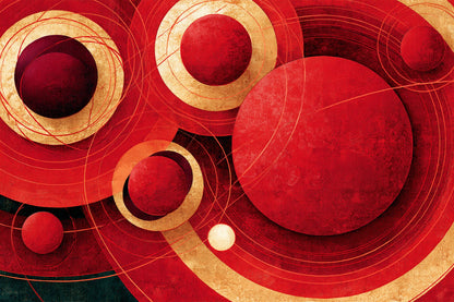 Tableau abstrait aux cercles rouges au format M