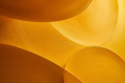 Tableau abstrait cercles jaunes en format L aux arcs fins Art Virtuoso
