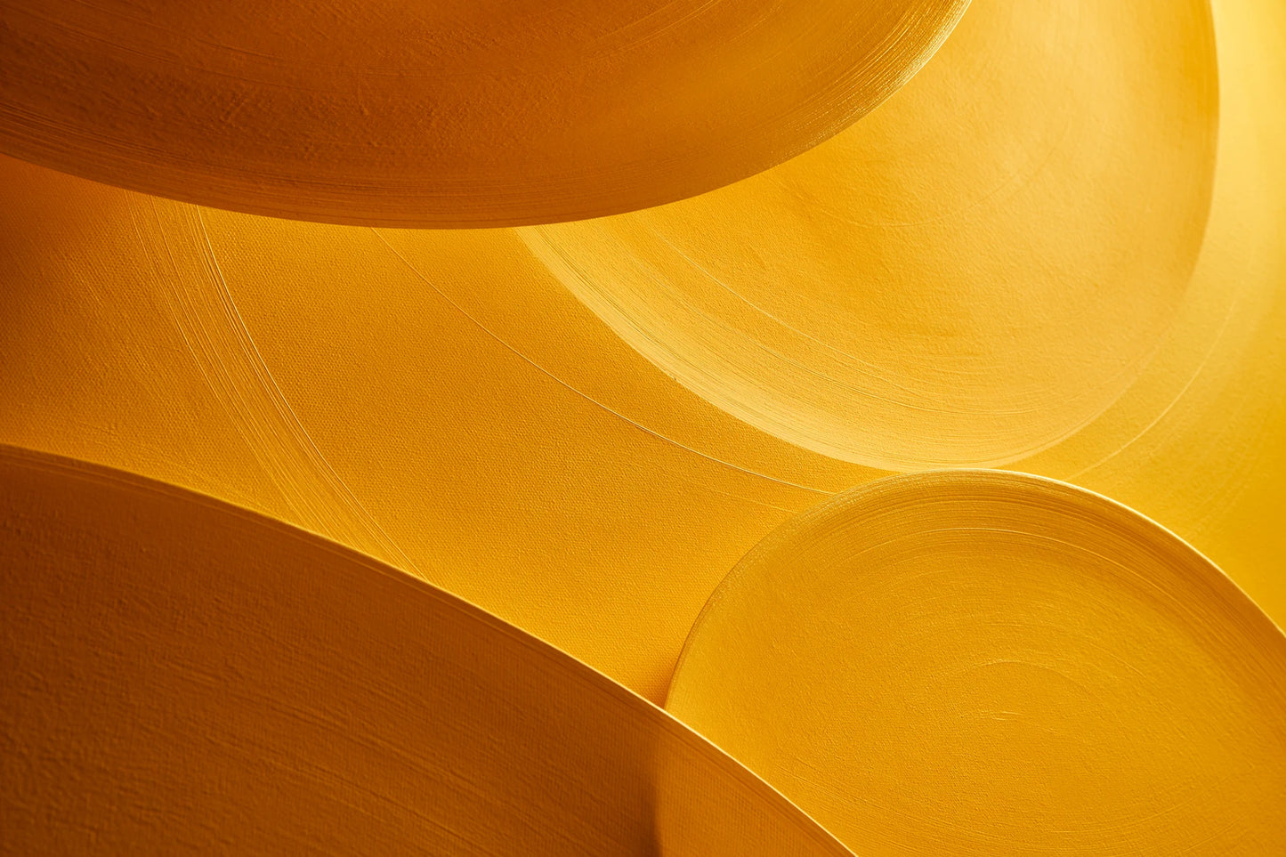 Tableau géométrique jaune en format M avec disques solaires Art Virtuoso