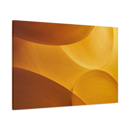 Tableau Abstrait Cercles Jaunes - Orbites Solaires - toile 3D avec bords imprimés - Art Virtuoso