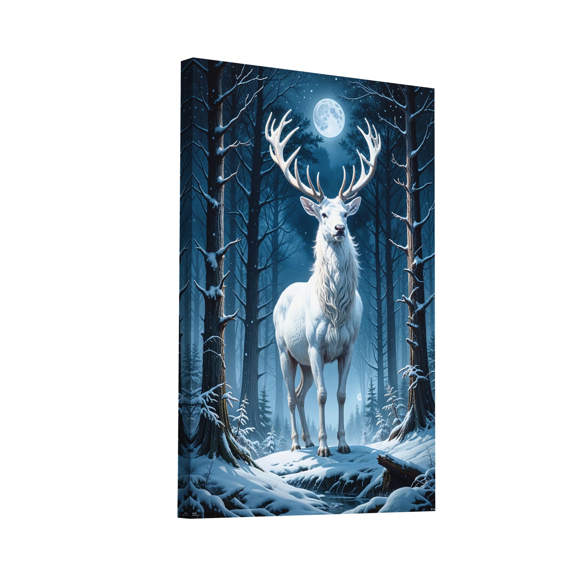 Product Hero 3D WebP Tableau Cerf - Forêt au Clair de Lune - Art Virtuoso