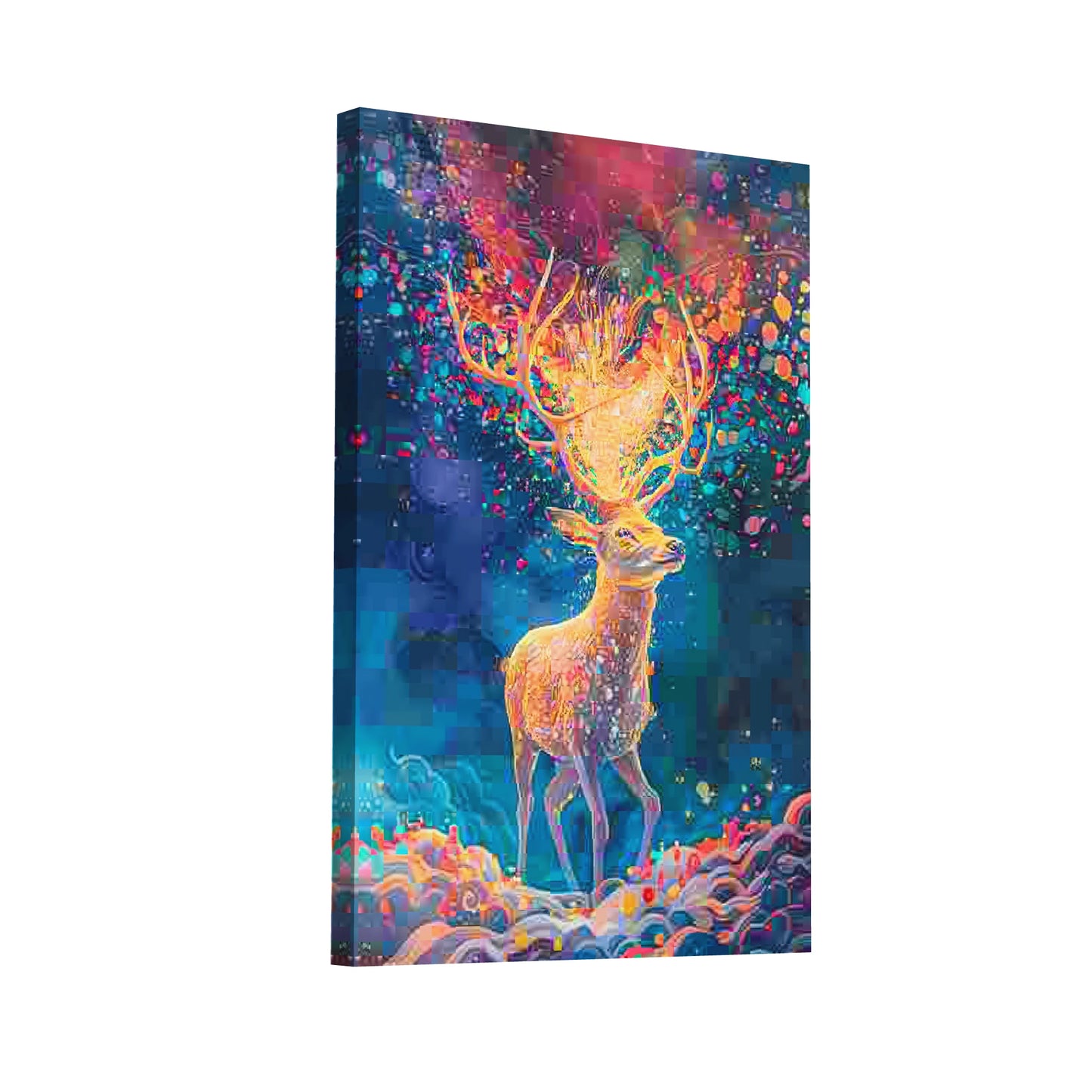 Product Hero 3D WebP Tableau Cerf Coloré Abstrait - Art Virtuoso