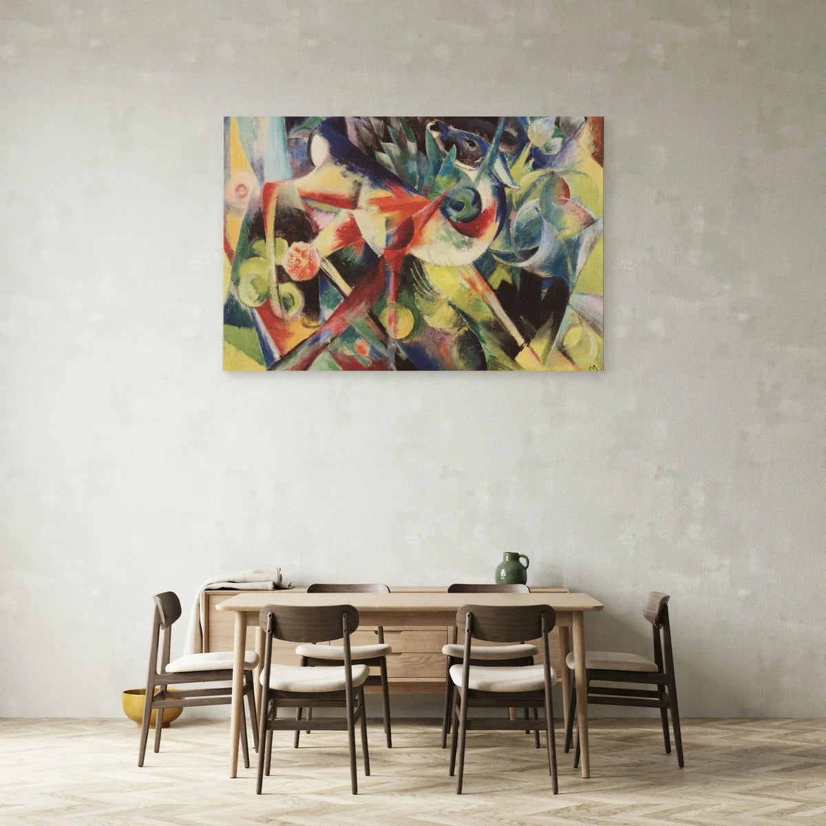 Tableau Cerf dans le jardin fleuri – Franz Marc dans une salle à manger - Art Virtuoso