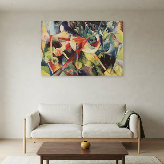 Tableau Cerf dans le jardin fleuri – Franz Marc dans un salon - Art Virtuoso