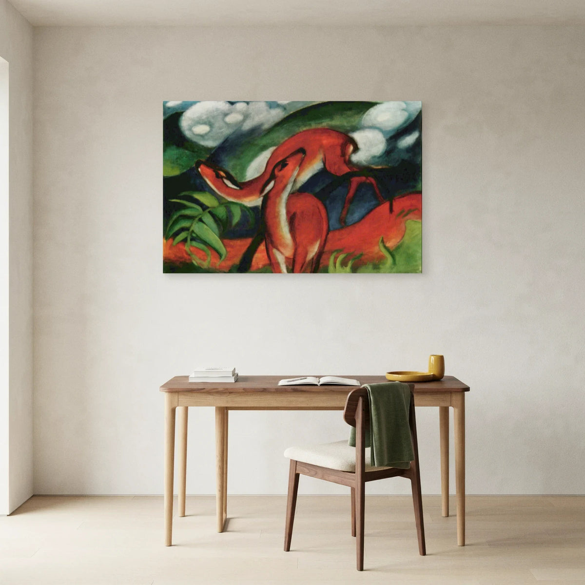 Tableau Cerfs rouges II – Franz Marc dans un bureau - Art Virtuoso
