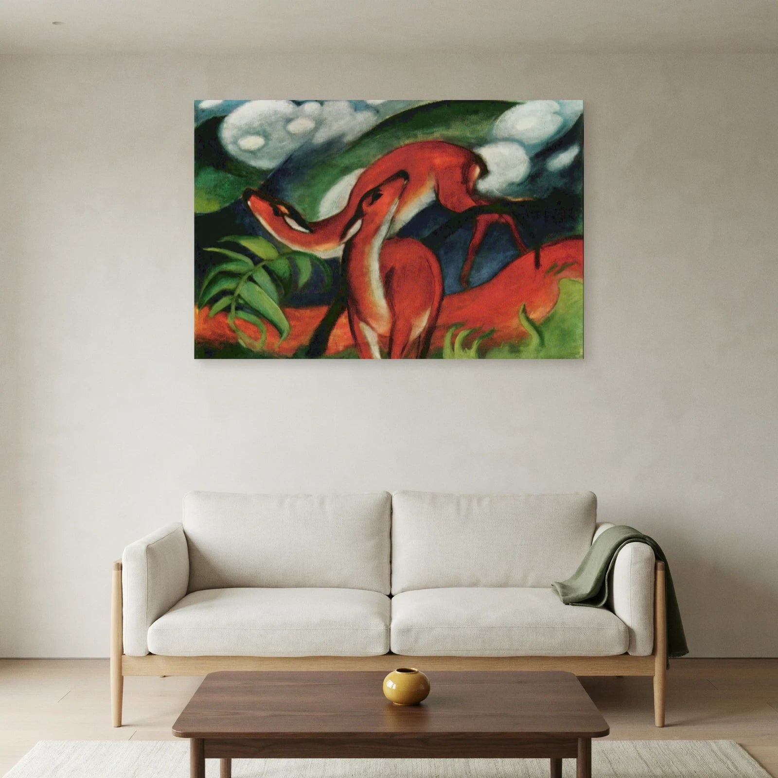 Tableau Cerfs rouges II – Franz Marc dans un salon - Art Virtuoso