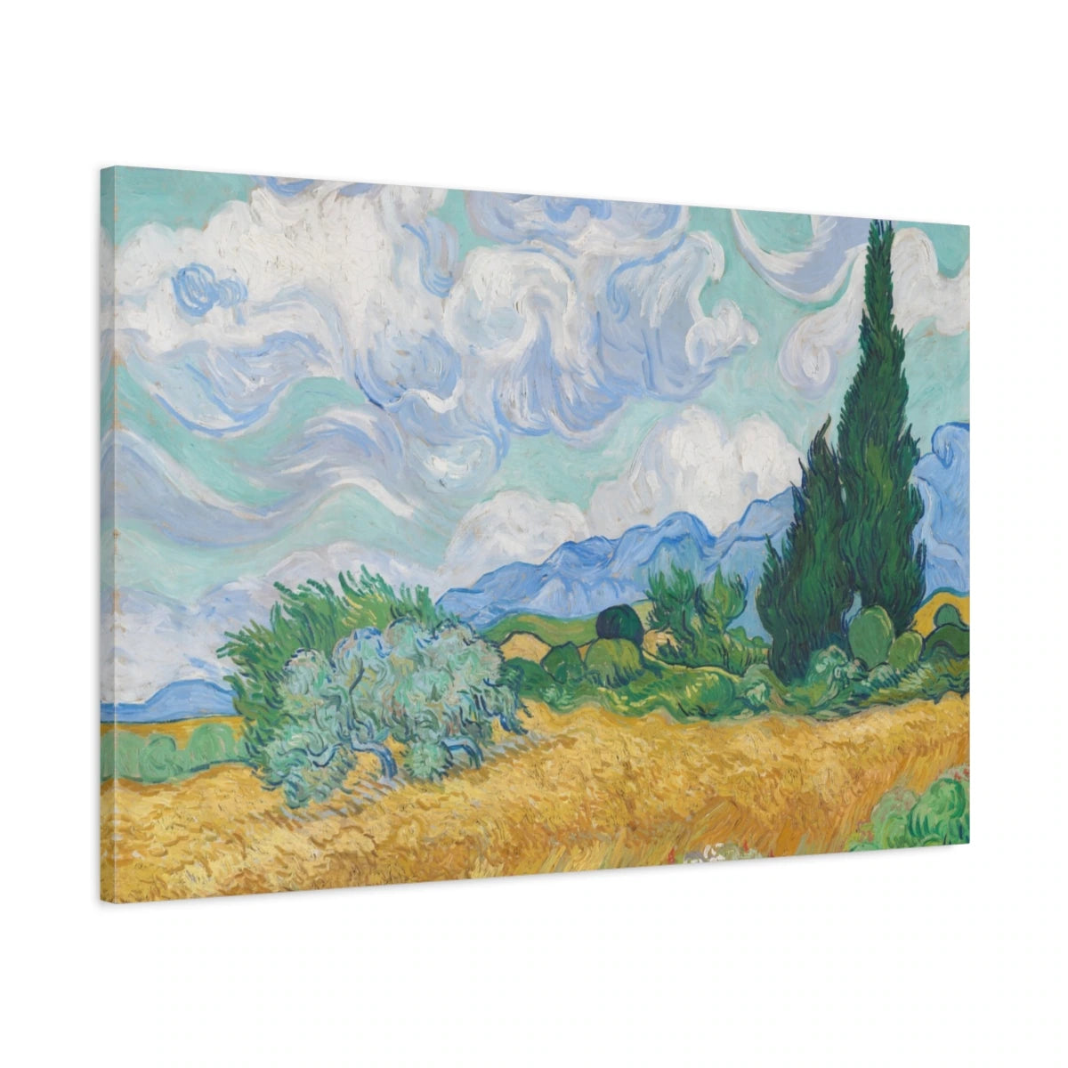 Tableau Champ de blé aux cyprès – Vincent van Gogh - toile 3D avec bords imprimés - Art Virtuoso