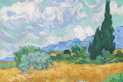 Tableau Champ de blé aux cyprès – Vincent van Gogh – reproduction sur toile, format XL