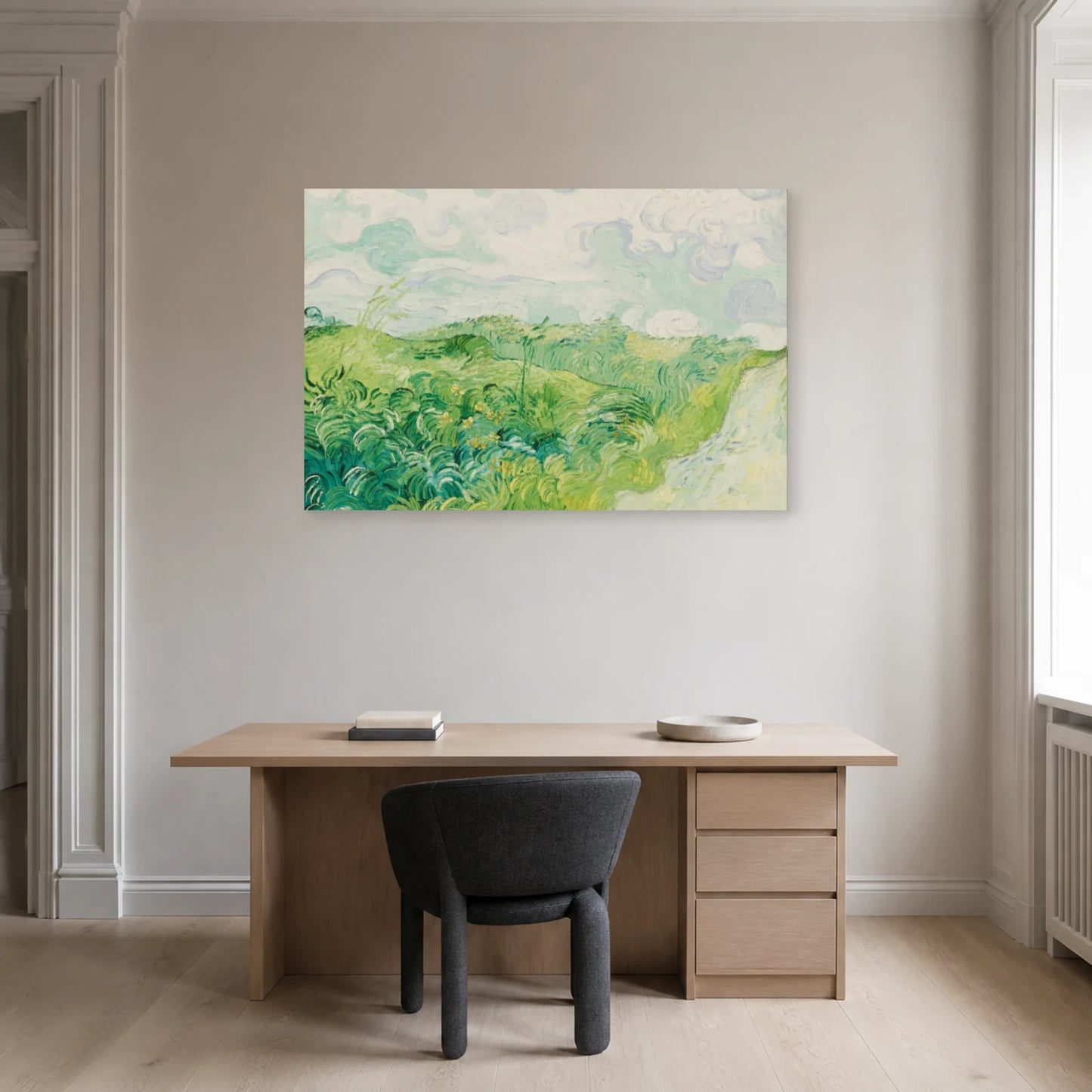 Tableau Champs de blé verts, Auvers – Vincent van Gogh dans un bureau - Art Virtuoso