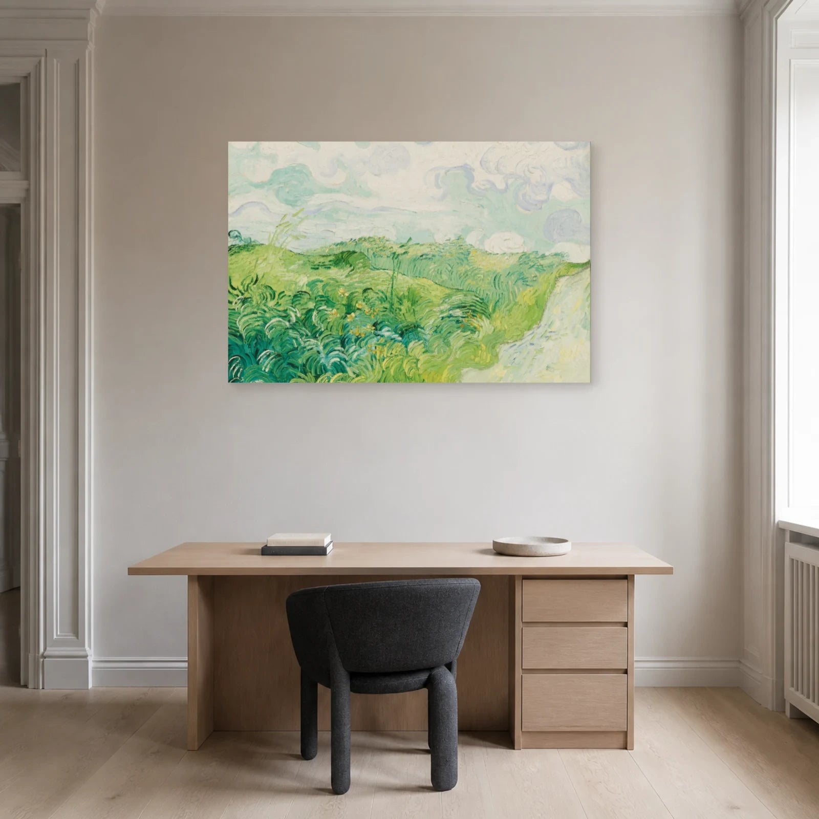 Tableau Champs de blé verts, Auvers – Vincent van Gogh dans un bureau - Art Virtuoso
