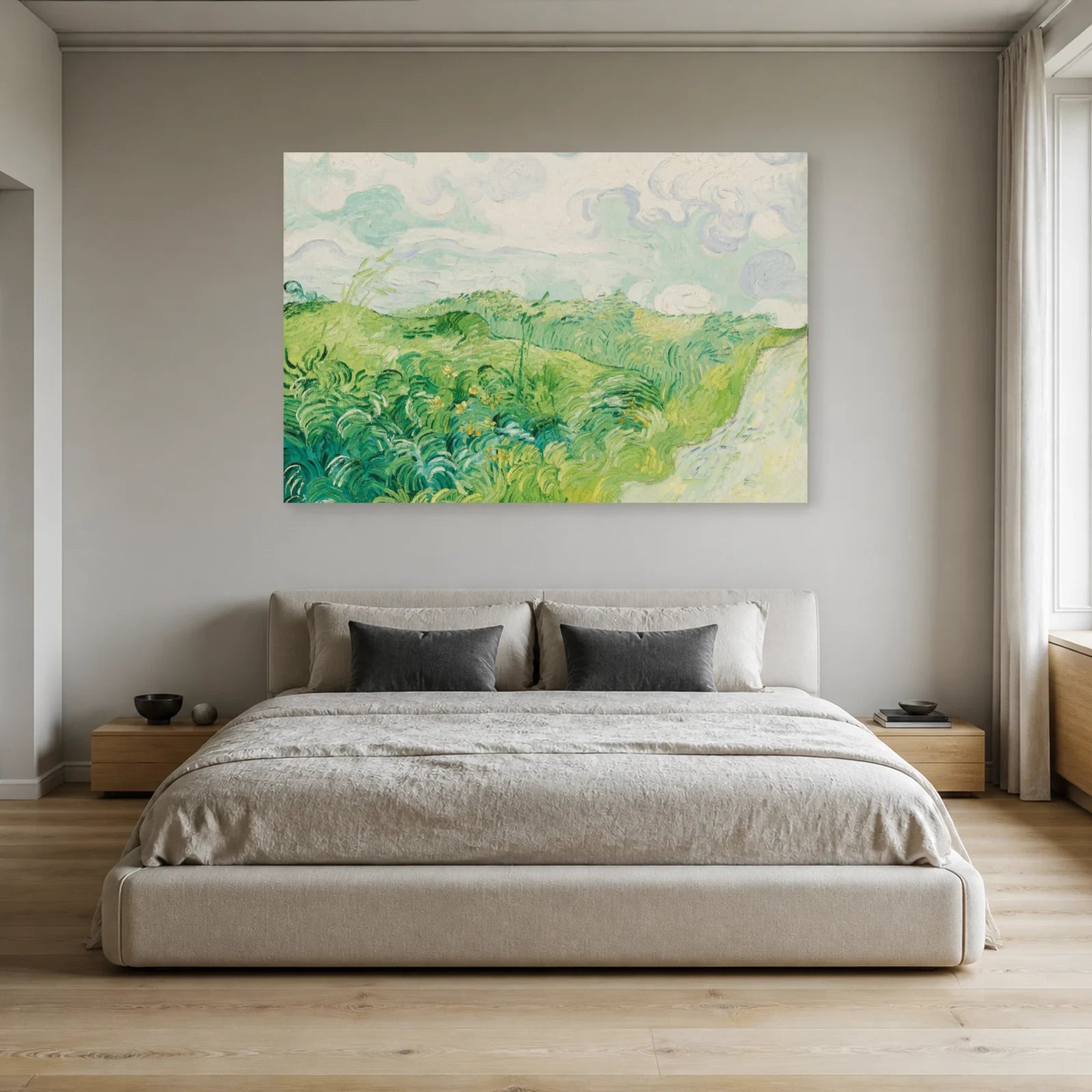 Tableau Champs de blé verts, Auvers – Vincent van Gogh dans une chambre - Art Virtuoso