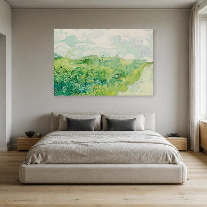 Tableau Champs de blé verts, Auvers – Vincent van Gogh dans une chambre - Art Virtuoso