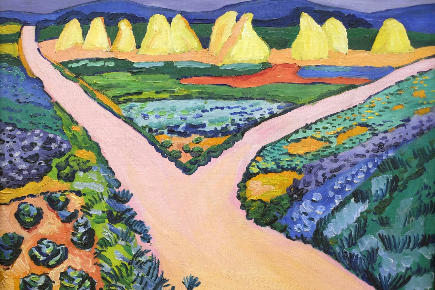 Paysage rural d’August Macke aux parcelles colorées, toile taille M