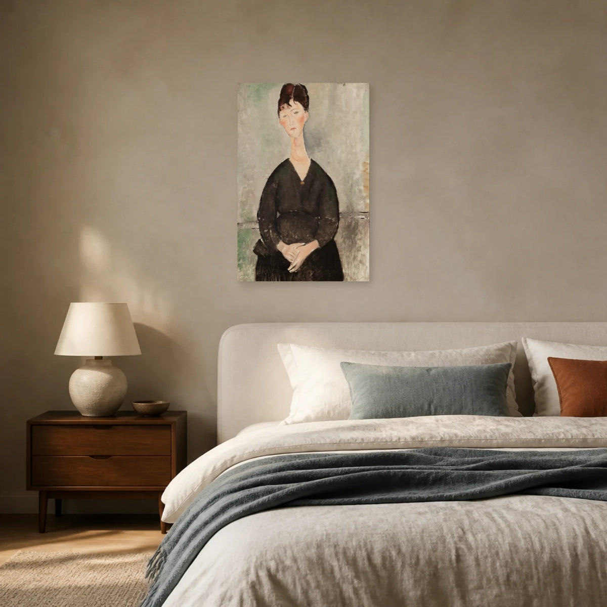 Tableau Chanteuse de café – Amedeo Modigliani dans une chambre - Art Virtuoso