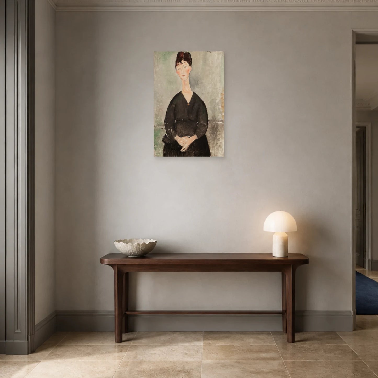 Tableau Chanteuse de café – Amedeo Modigliani dans une entrée ou un couloir - Art Virtuoso