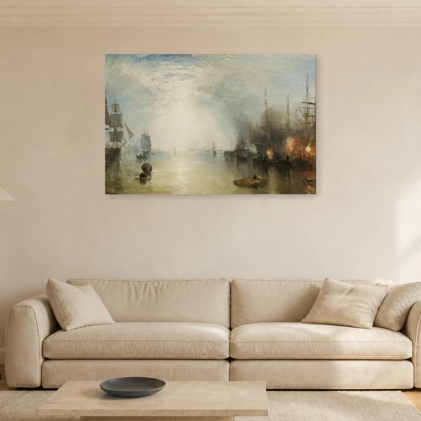 Tableau Chargeurs de charbon au clair de lune – William Turner dans un salon - Art Virtuoso