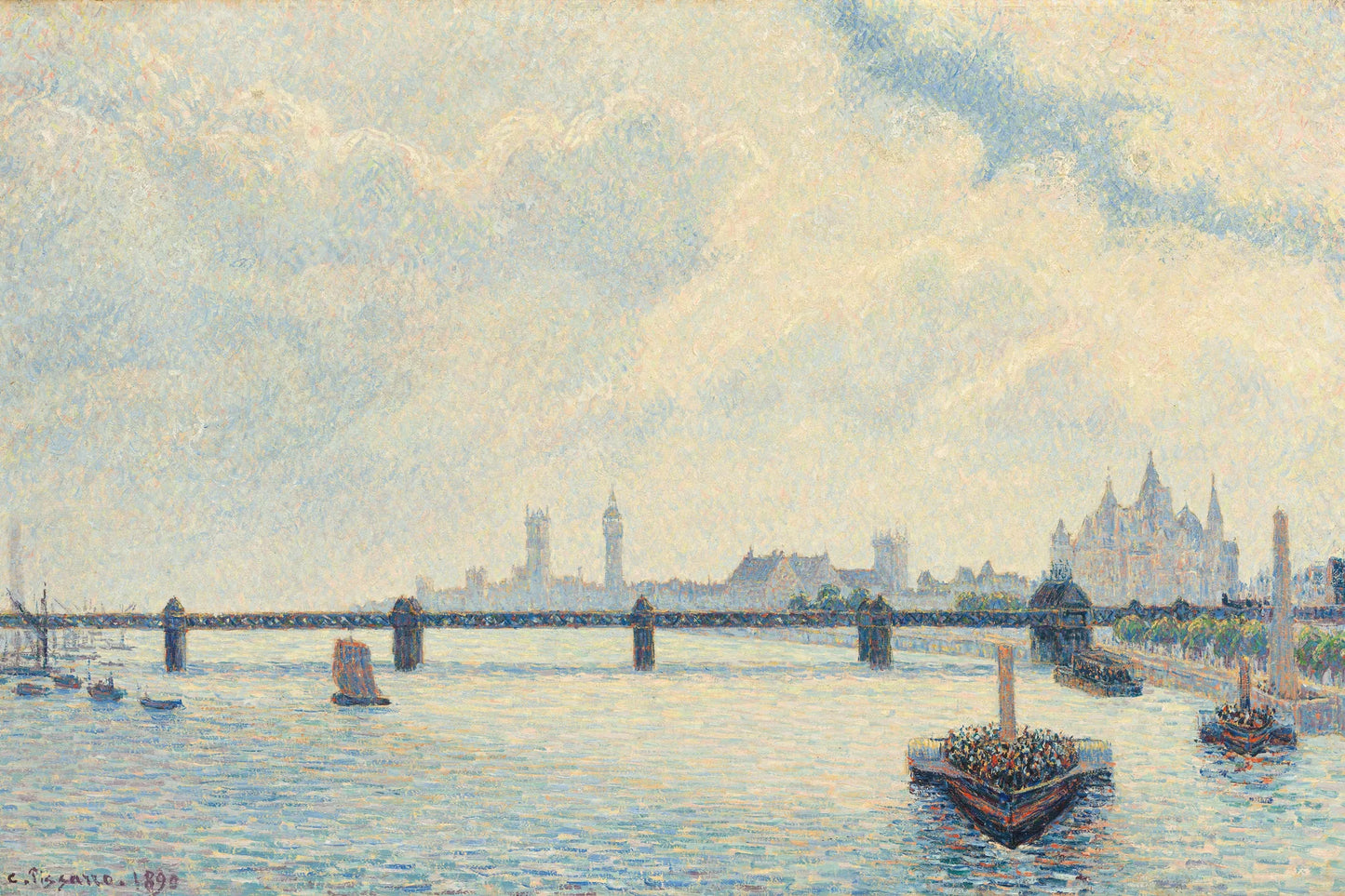 Tableau Charing Cross Bridge, Londres – Camille Pissarro - impression sur toile, format M