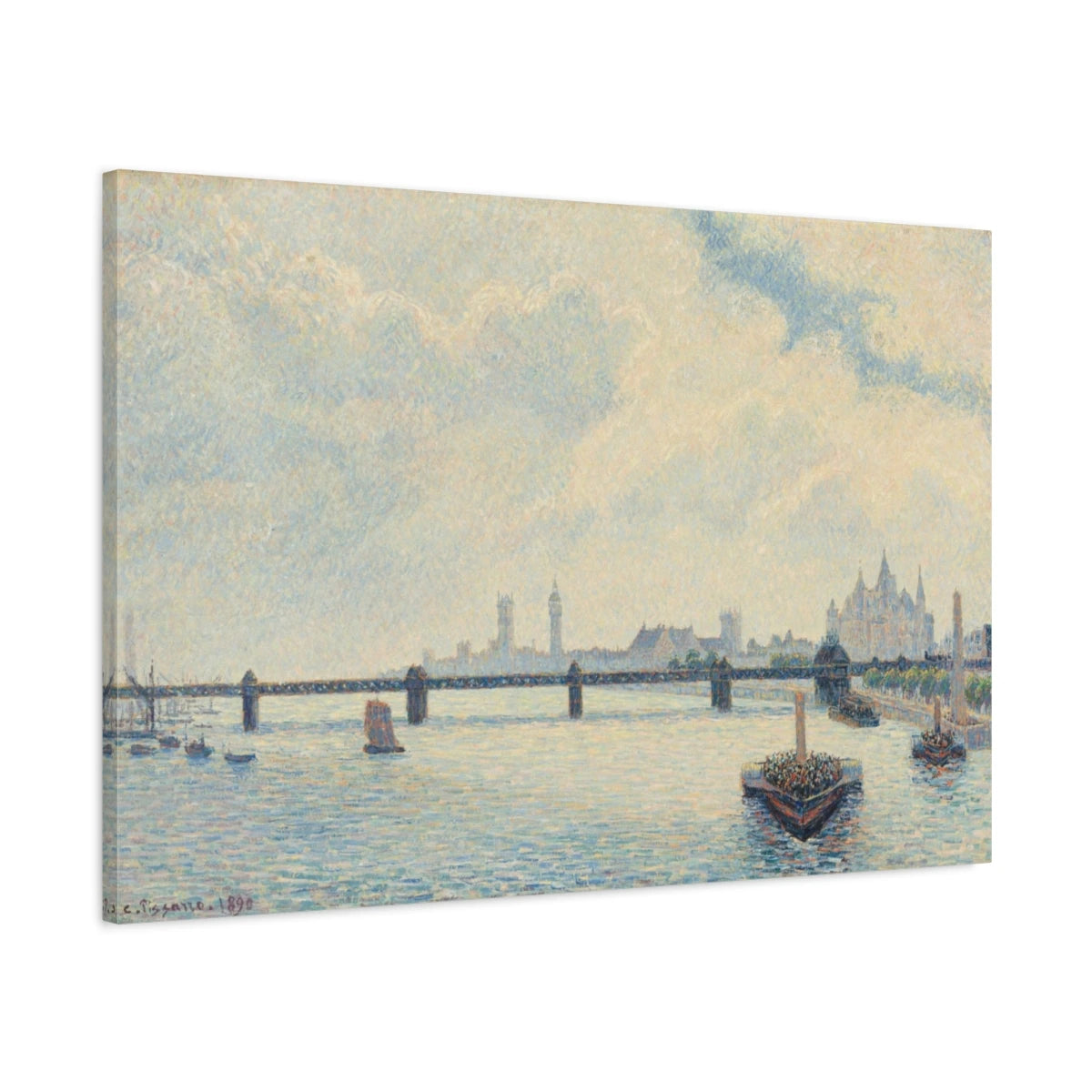 Tableau Charing Cross Bridge, Londres – Camille Pissarro - toile 3D avec bords imprimés - Art Virtuoso