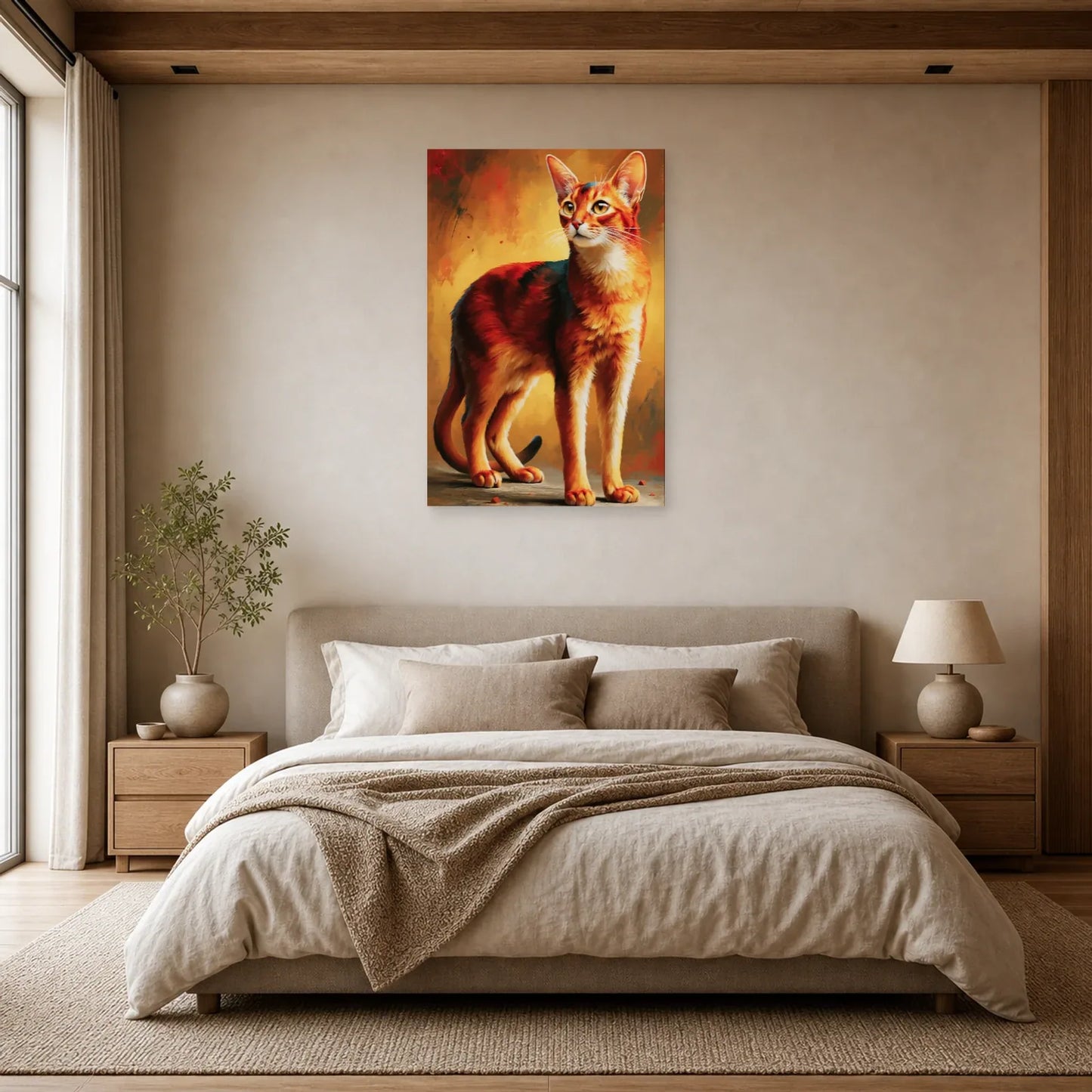 Tableau Chat Abyssin - Feu du Désert dans une chambre - Art Virtuoso