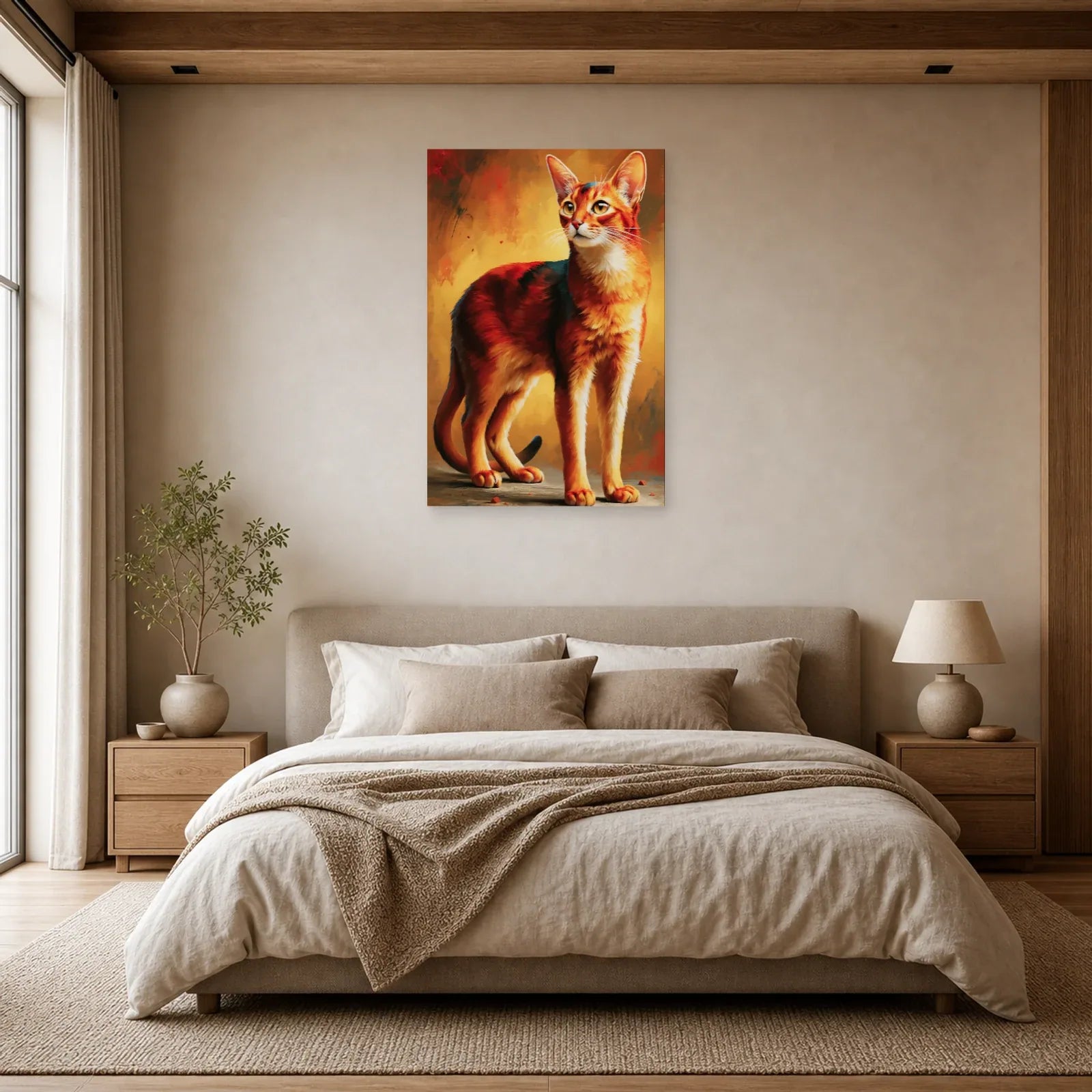 Tableau Chat Abyssin - Feu du Désert dans une chambre - Art Virtuoso