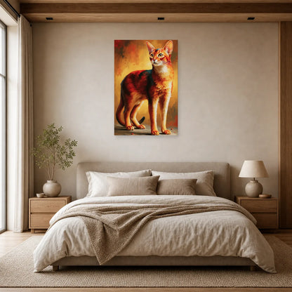 Tableau Chat Abyssin - Feu du Désert dans une chambre - Art Virtuoso
