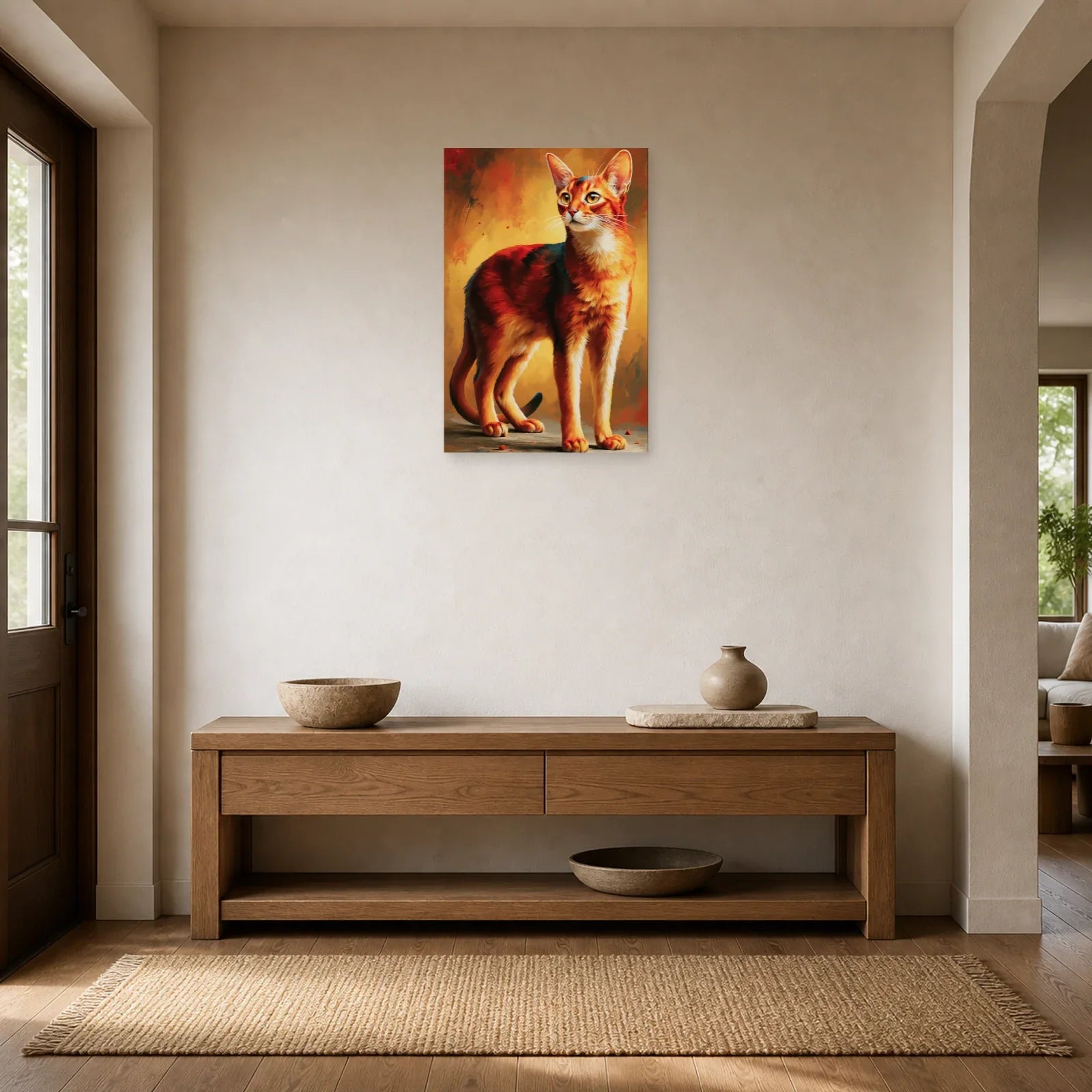 Tableau Chat Abyssin - Feu du Désert dans une entrée ou un couloir - Art Virtuoso