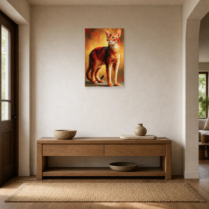Tableau Chat Abyssin - Feu du Désert dans une entrée ou un couloir - Art Virtuoso