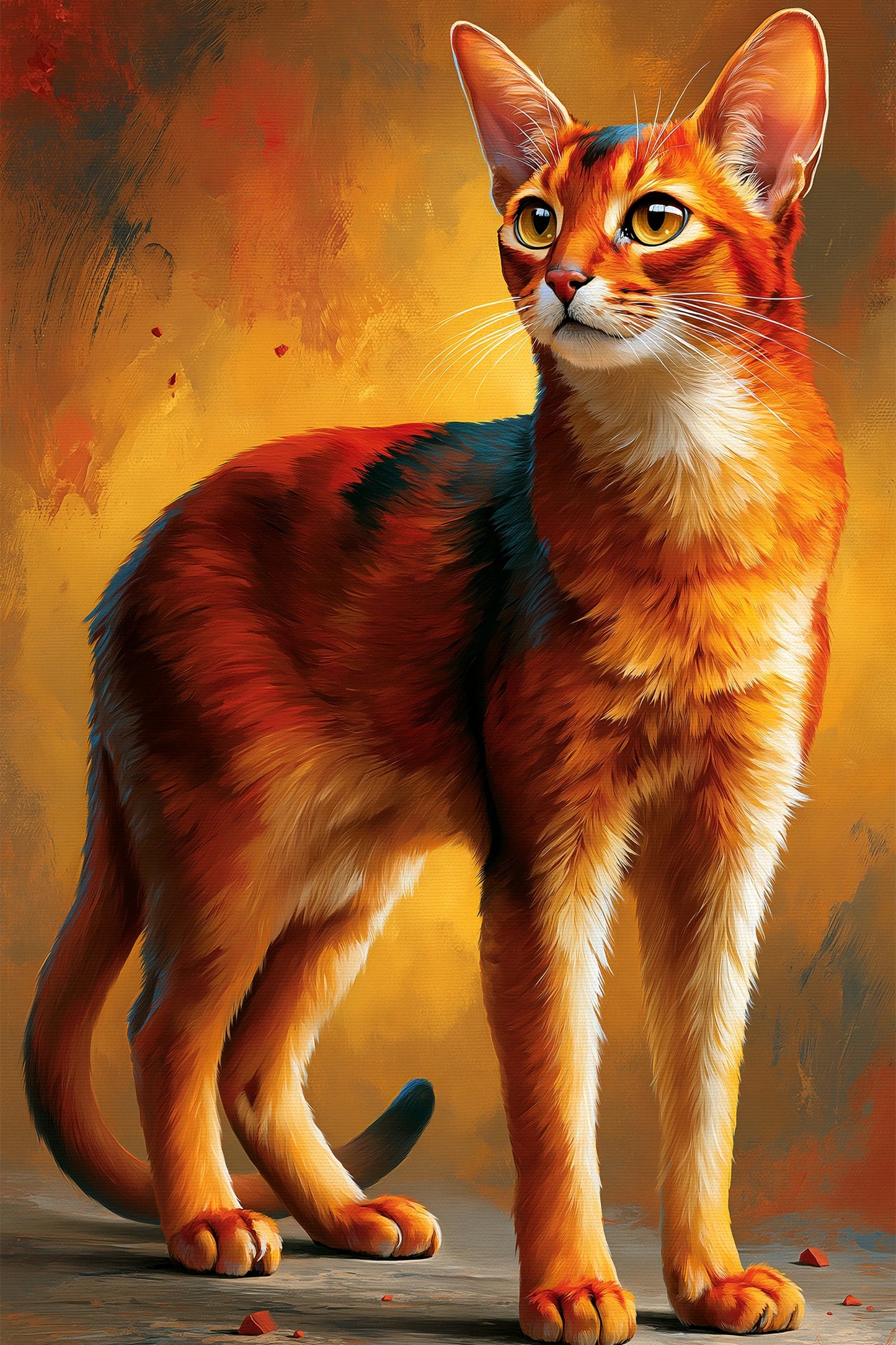 Tableau Chat Abyssin - Feu du Désert - format S - Art Virtuoso