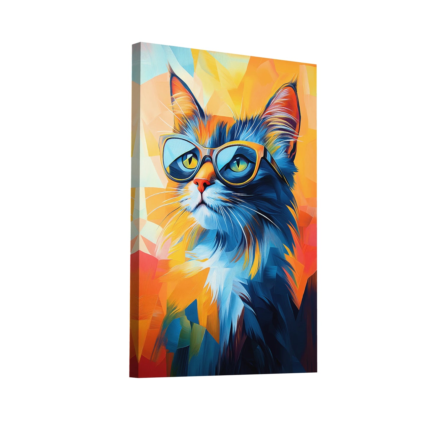 Product Hero 3D WebP Tableau Chat avec Lunettes - Hipster Félin - Art Virtuoso