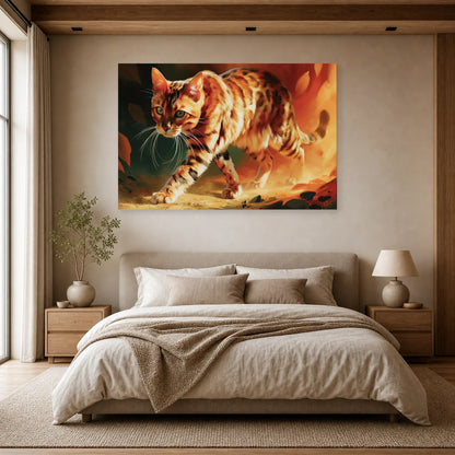 Tableau Chat Bengal - Pas de Braise dans une chambre - Art Virtuoso