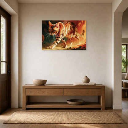 Tableau Chat Bengal - Pas de Braise dans une entrée ou un couloir - Art Virtuoso