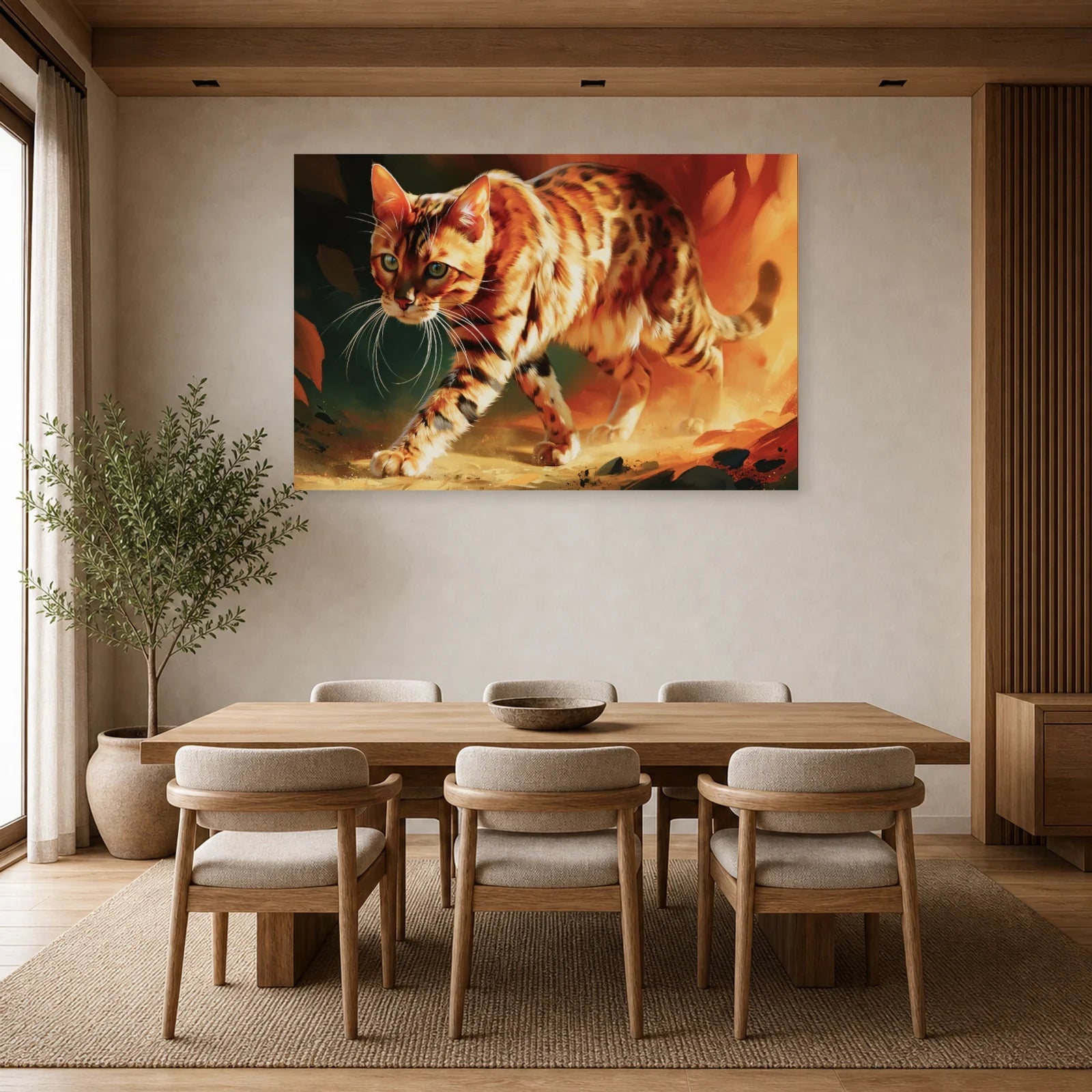 Tableau Chat Bengal - Pas de Braise dans une salle à manger - Art Virtuoso