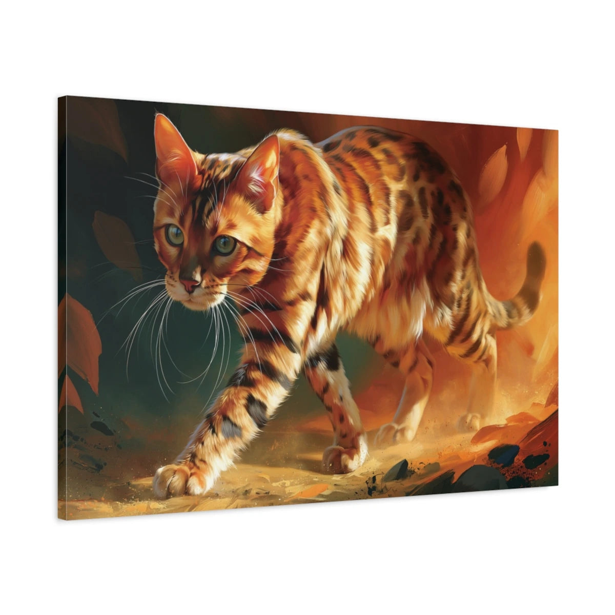 Tableau Chat Bengal - Pas de Braise - toile avec bords imprimés - Art Virtuoso