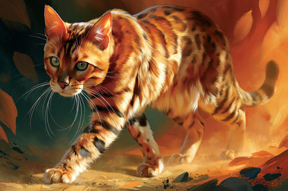Tableau Chat Bengal - Pas de Braise - format XL - Art Virtuoso