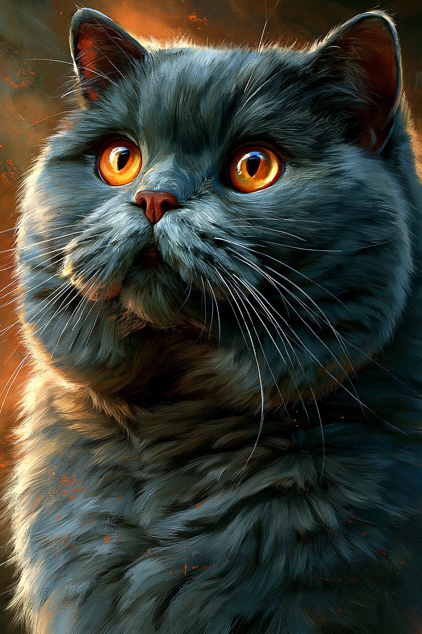 Tableau Chat British Shorthair - Velours Bleu - format S - Art Virtuoso