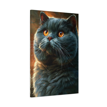 Tableau Chat British Shorthair - Velours Bleu - toile avec bords imprimés - Art Virtuoso