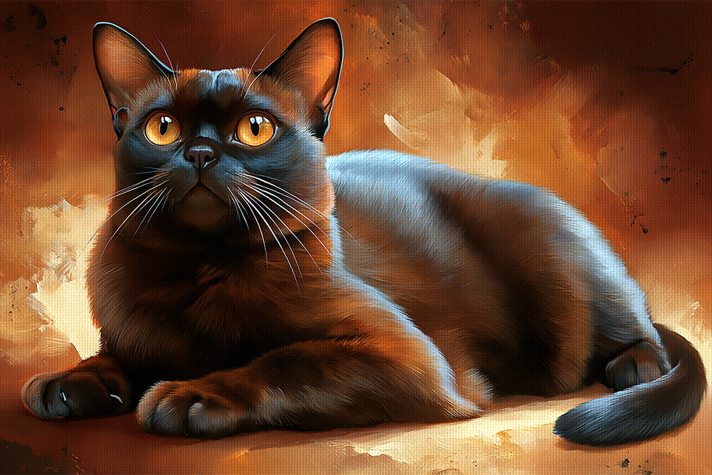 Tableau Chat Burmese Sable - Ambre Soyeux - format L - Art Virtuoso