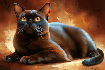 Tableau Chat Burmese Sable - Ambre Soyeux - format L - Art Virtuoso