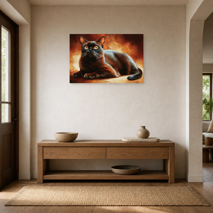 Tableau Chat Burmese Sable - Ambre Soyeux dans une entrée ou un couloir - Art Virtuoso