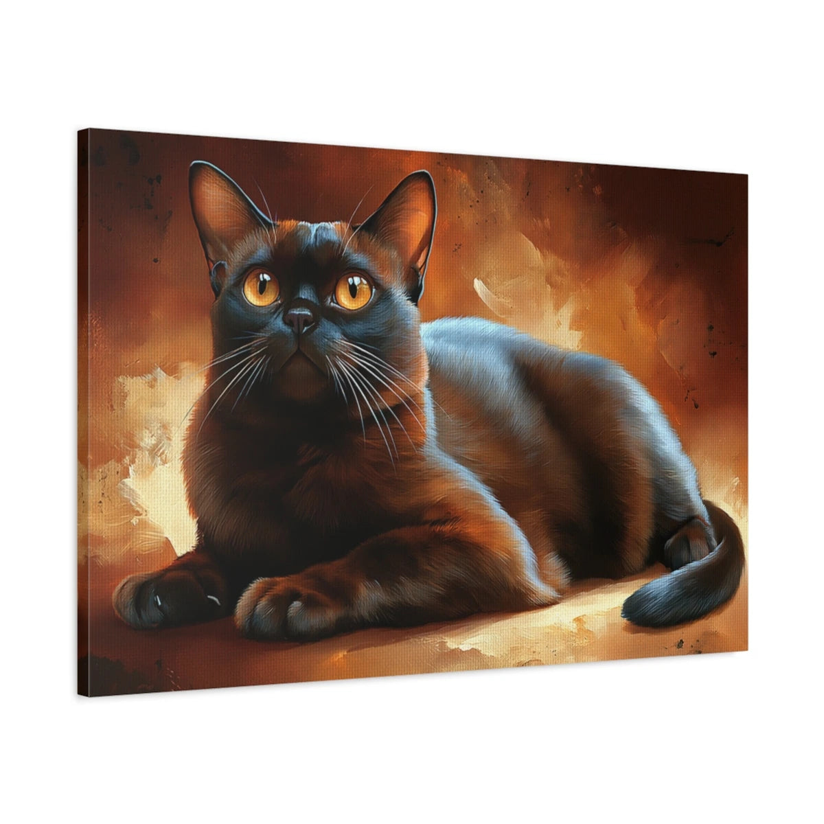 Tableau Chat Burmese Sable - Ambre Soyeux - toile avec bords imprimés - Art Virtuoso