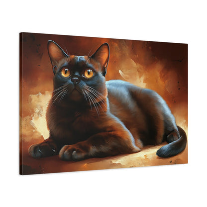 Tableau Chat Burmese Sable - Ambre Soyeux - toile avec bords imprimés - Art Virtuoso