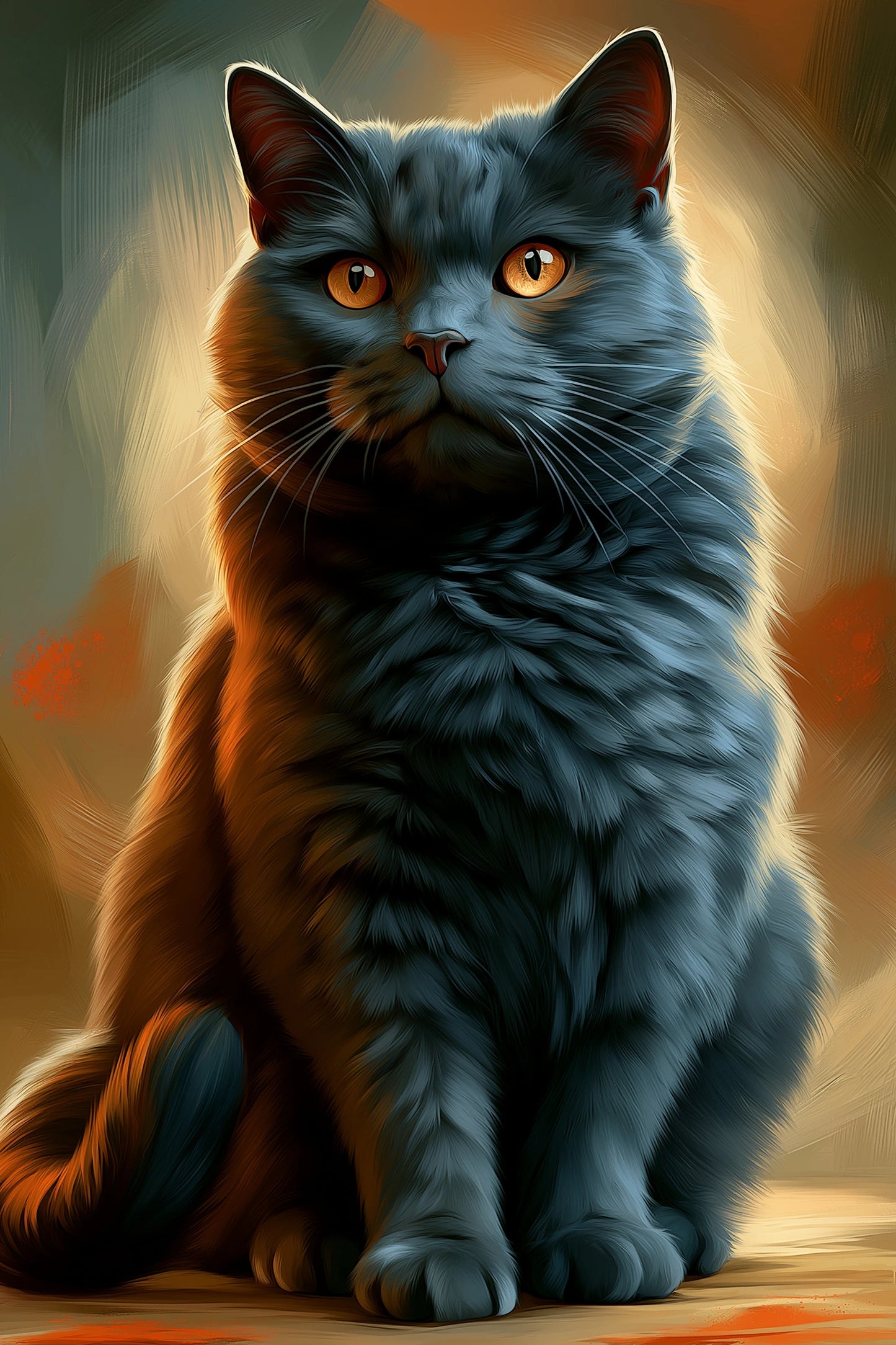 Tableau Chat Chartreux - Silence Bleu - format M - Art Virtuoso