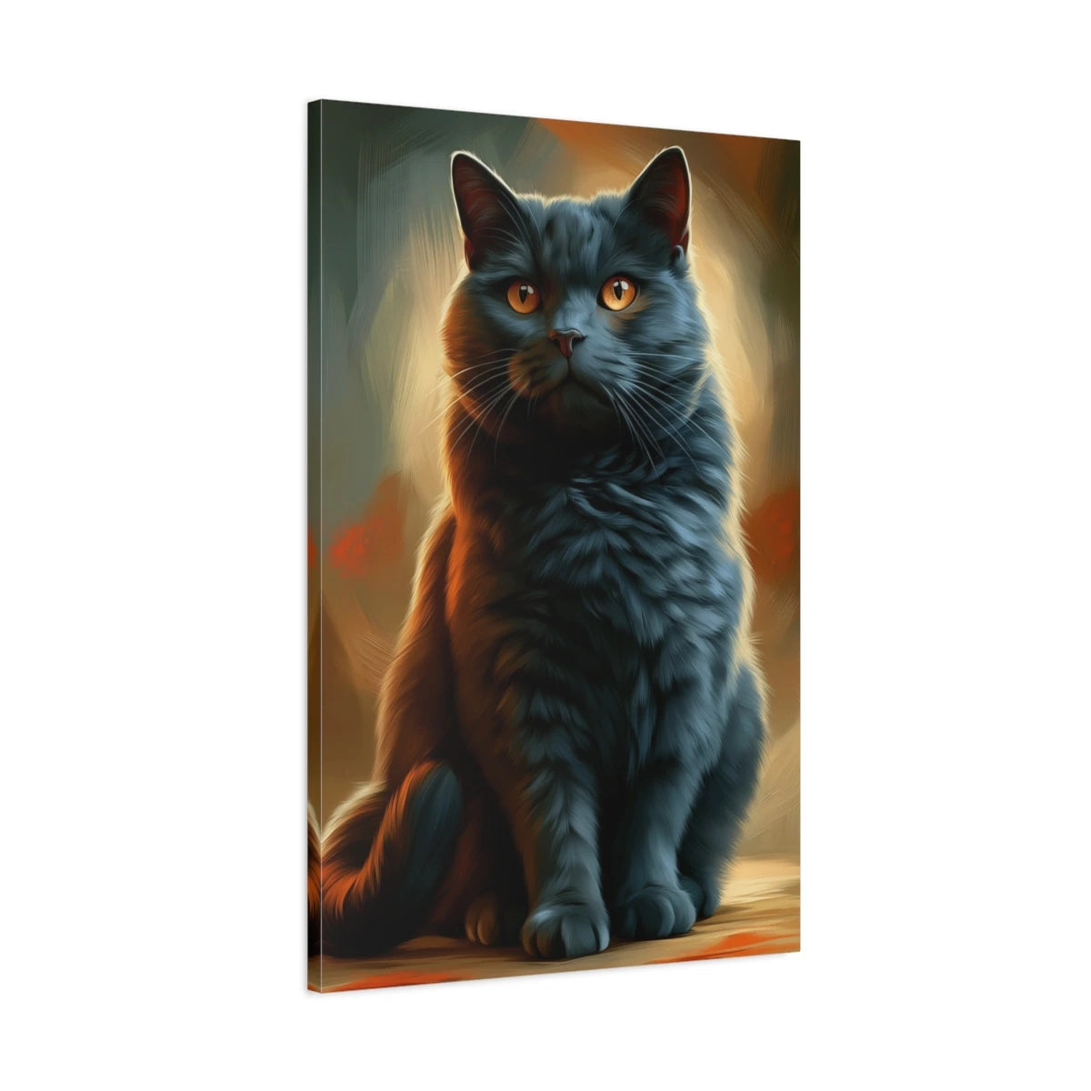 Tableau Chat Chartreux - Silence Bleu - toile avec bords imprimés - Art Virtuoso