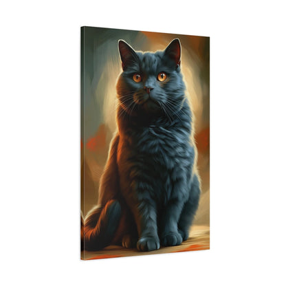Tableau Chat Chartreux - Silence Bleu - toile avec bords imprimés - Art Virtuoso