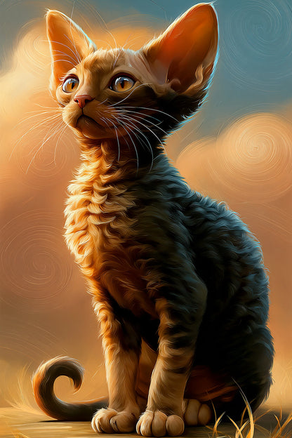 Tableau Chat Devon Rex - Curiosité d'Atelier - format L - Art Virtuoso
