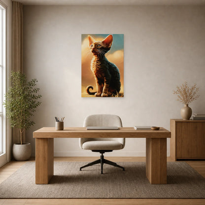 Tableau Chat Devon Rex - Curiosité d'Atelier dans un bureau - Art Virtuoso