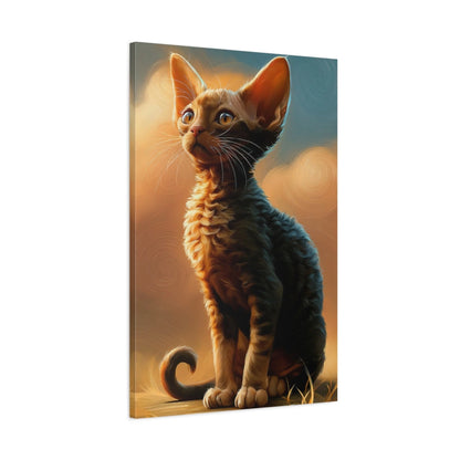 Tableau Chat Devon Rex - Curiosité d'Atelier - toile avec bords imprimés - Art Virtuoso